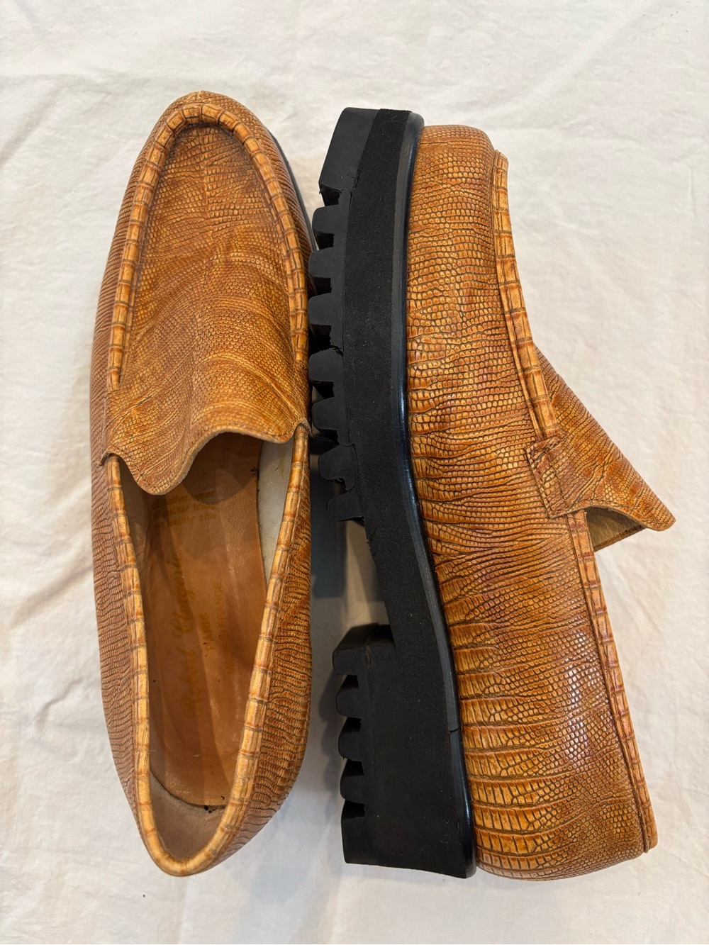 Robert Clergerie lizard-embossed leather loafers vintage!!